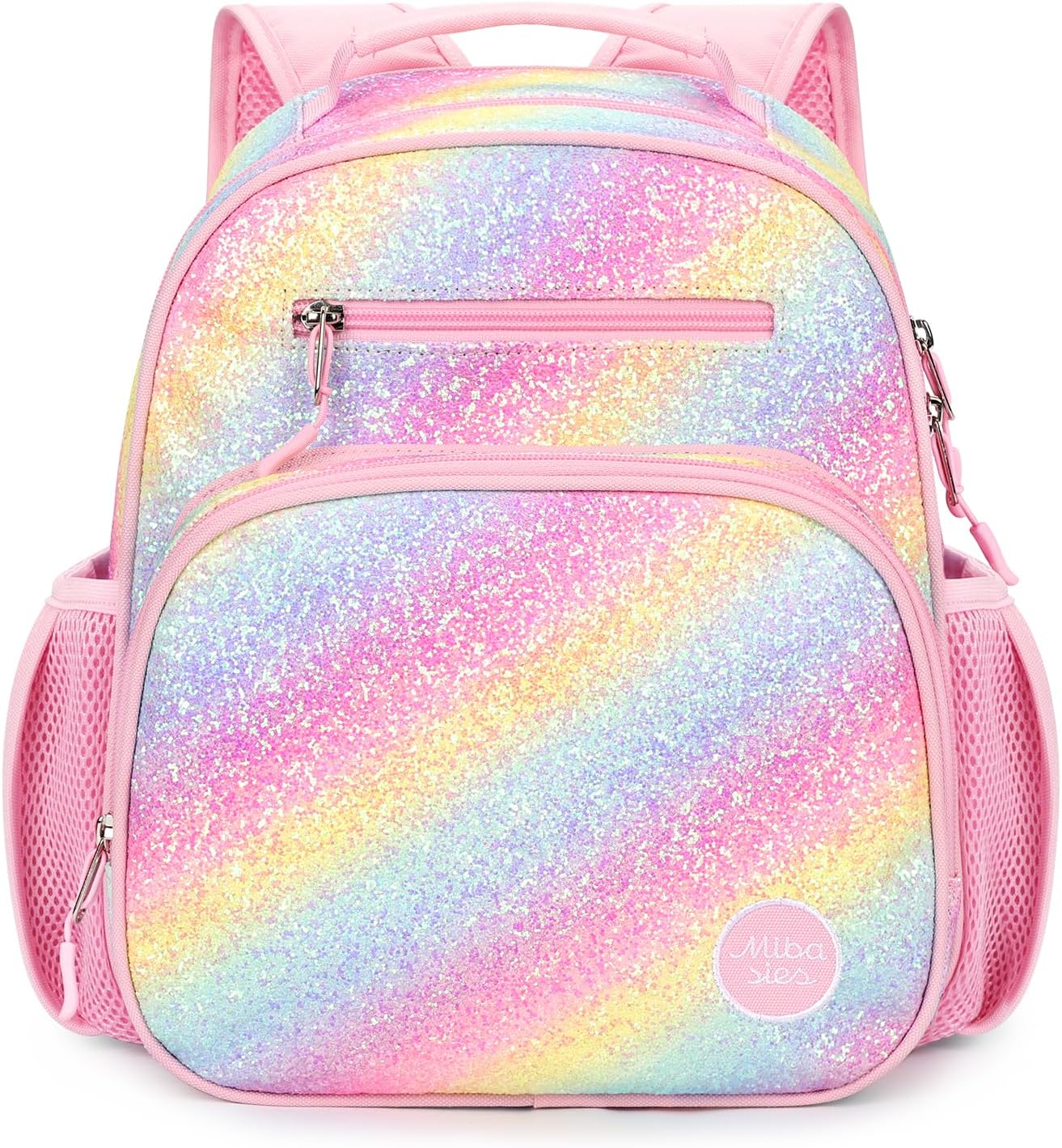 mibasies Toddler Backpack for Girls 2-4: Glitter Kids Backpacks for Girls - Preschool Kindergarten Backpack - Twill Pink