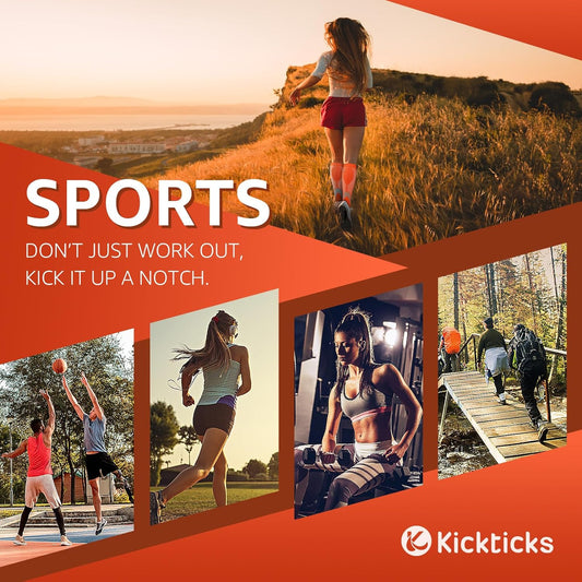Kickticks 4 Pairs Compression Socks for Woman & Man Unisex 20-30mmHg Knee high Plus Size Wide Calves for Flying Running…