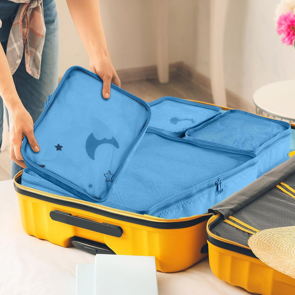 Reginary 6 Set Travel Packing Cubes Luggage Organizer Set Lightweight Suitcase with Shoe Bag for Clothes Toiletries