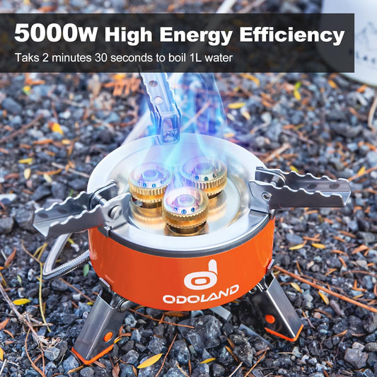 Odoland 5000W Portable Camping Stove Lightweight Camp Stove Collapsible Backpacking Stove with EVA Box for Outdoor Camping Cooking Hiking and Picnic