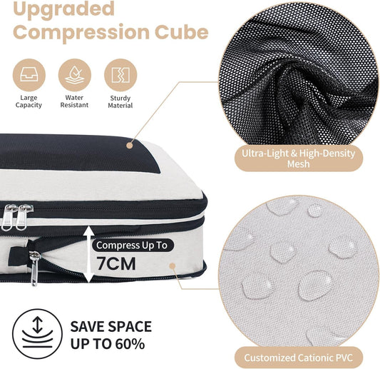 8 Set/6 Set/4 Set Compression Packing Cubes for Travel, Lightweight Vacation Travel Essentials, Travel Accessories for Suitcase Organizer Bags Set, Durable Luggage Organizer