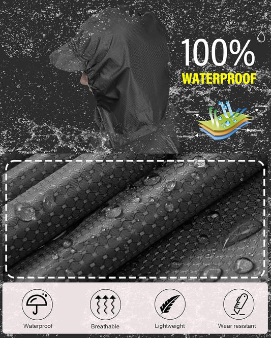 iCreek Hooded Rain Poncho with Pocket Waterproof Lightweight Unisex Raincoat Jacket for Hiking, Camping, Outdoor