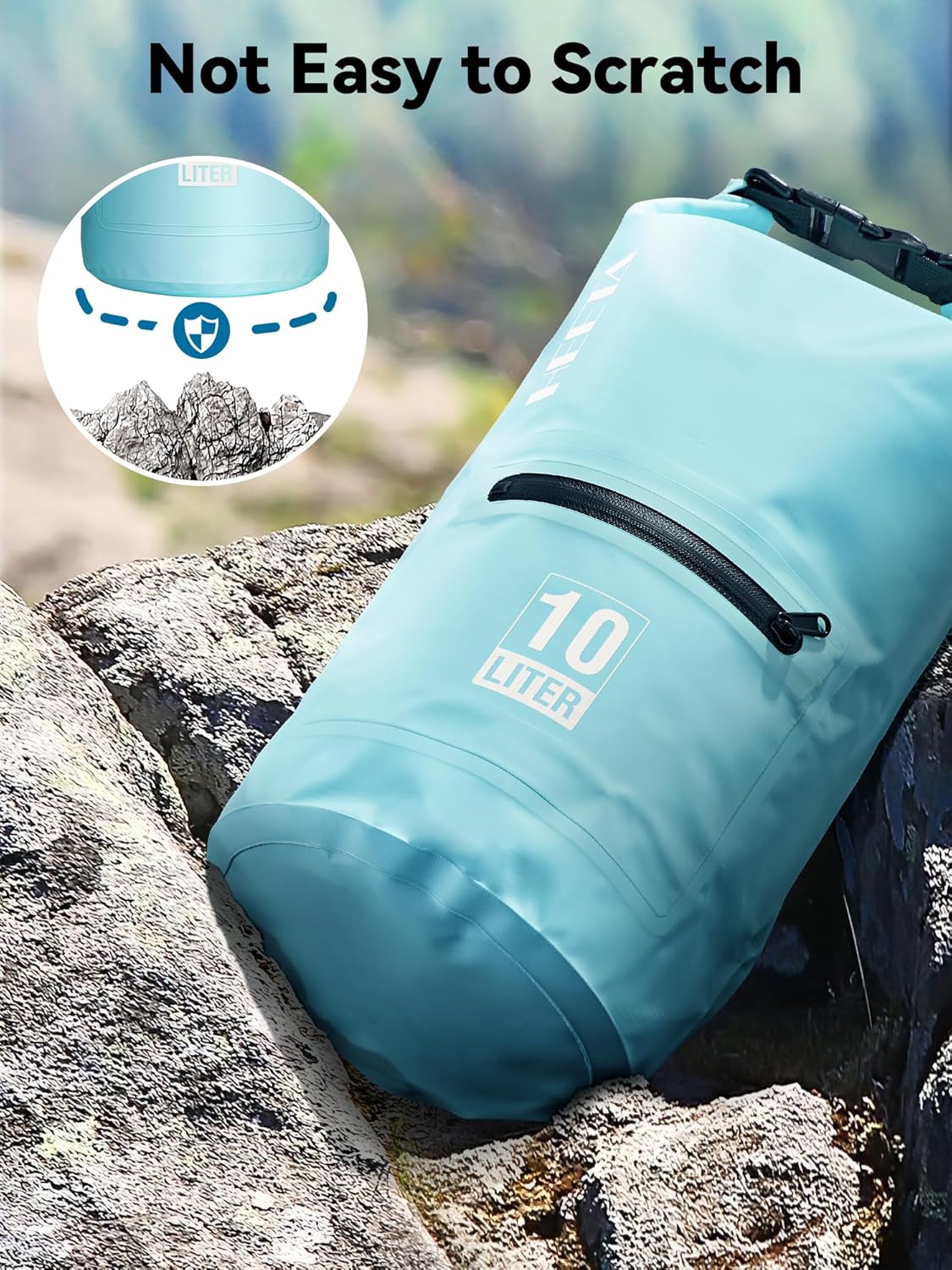 HEETA Waterproof Dry Bag with Front Zippered Pocket for Women Men, 5L/10L/20L/30L/40L Roll Top Lightweight Dry Storage Bag Backpack for Travel, Kayaking, Boating, Rafting, Camping, Hiking & Beach