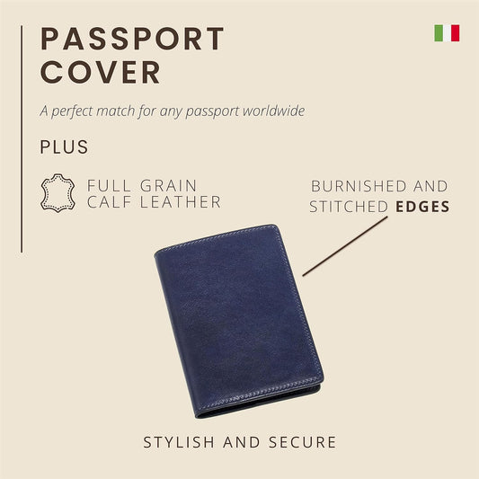 Maruse Italian Leather Passport Cover for Men and Women, Handmade in Italy
