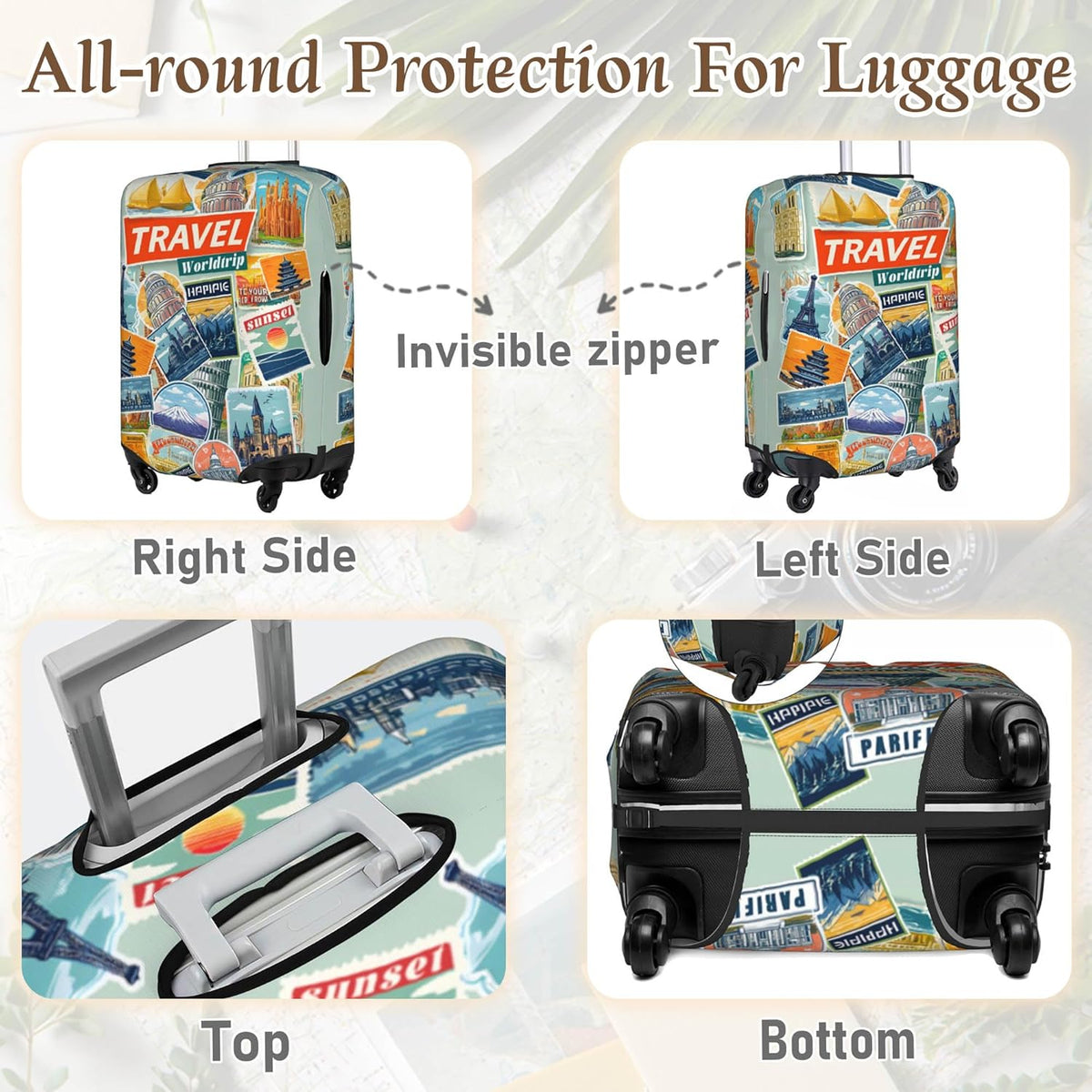 Luggage Cover, Travel Suitcase Covers, Elastic Suitcase Protective Cover, Scratchproof Luggage Protector, Washable Dustproof Trolley Case Protector Fit 22-28 Inch (yb, L(25-28inch suitcase))