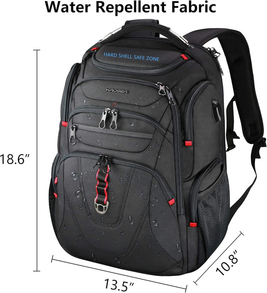 KROSER TSA Friendly Travel Laptop Backpack 17.3 inch XL Computer Backpack Water-Repellent College Daypack Business Backpack with RFID Pockets & USB Port for Men/Women-Black
