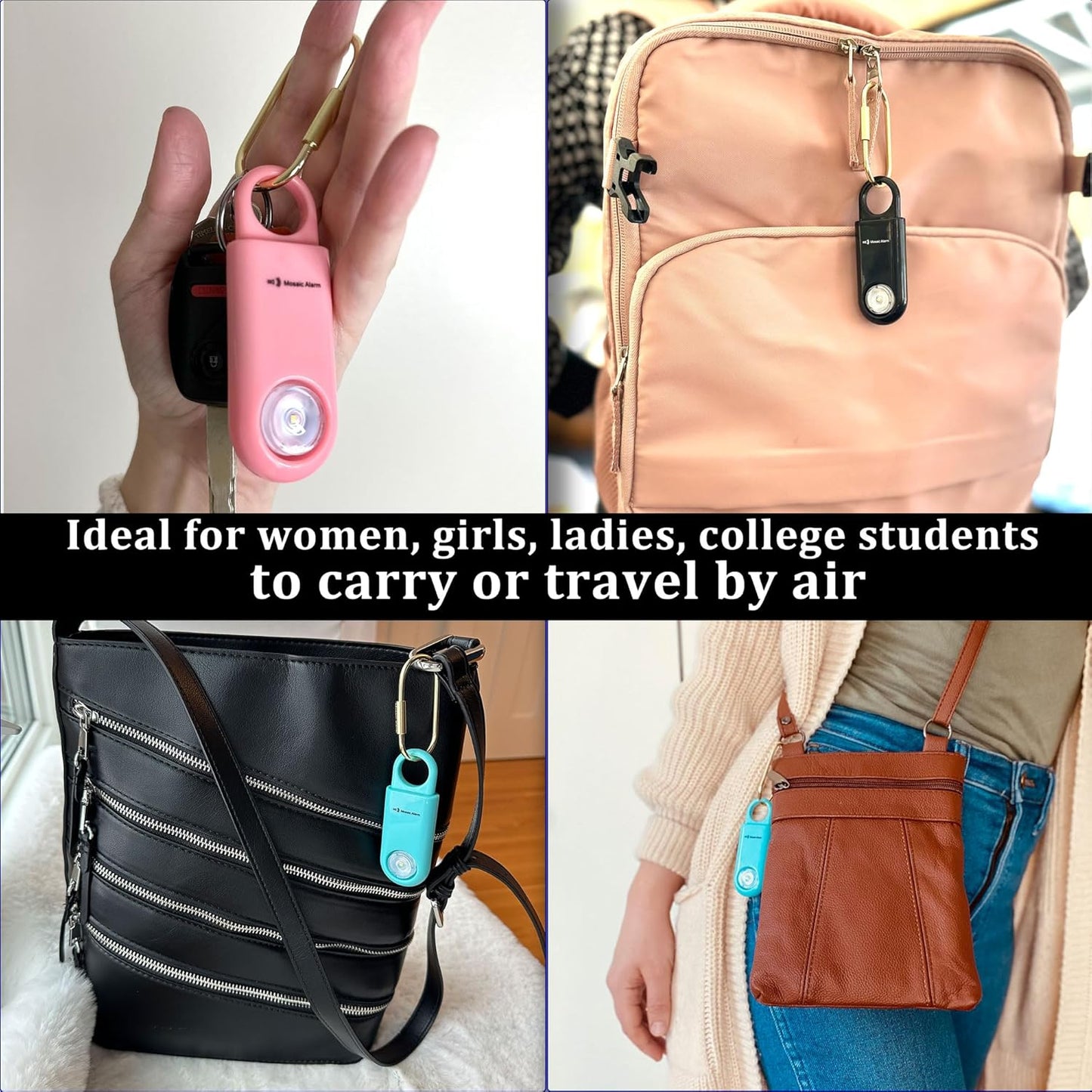 130dB Personal Safety Alarm Strobe Light. Loud Sound Keychain Siren with Carabiner for Women, School Children, Night Runners, Hiking. Bear Alarm Deterrent. SOS Emergency Self Defense Alerts. Black