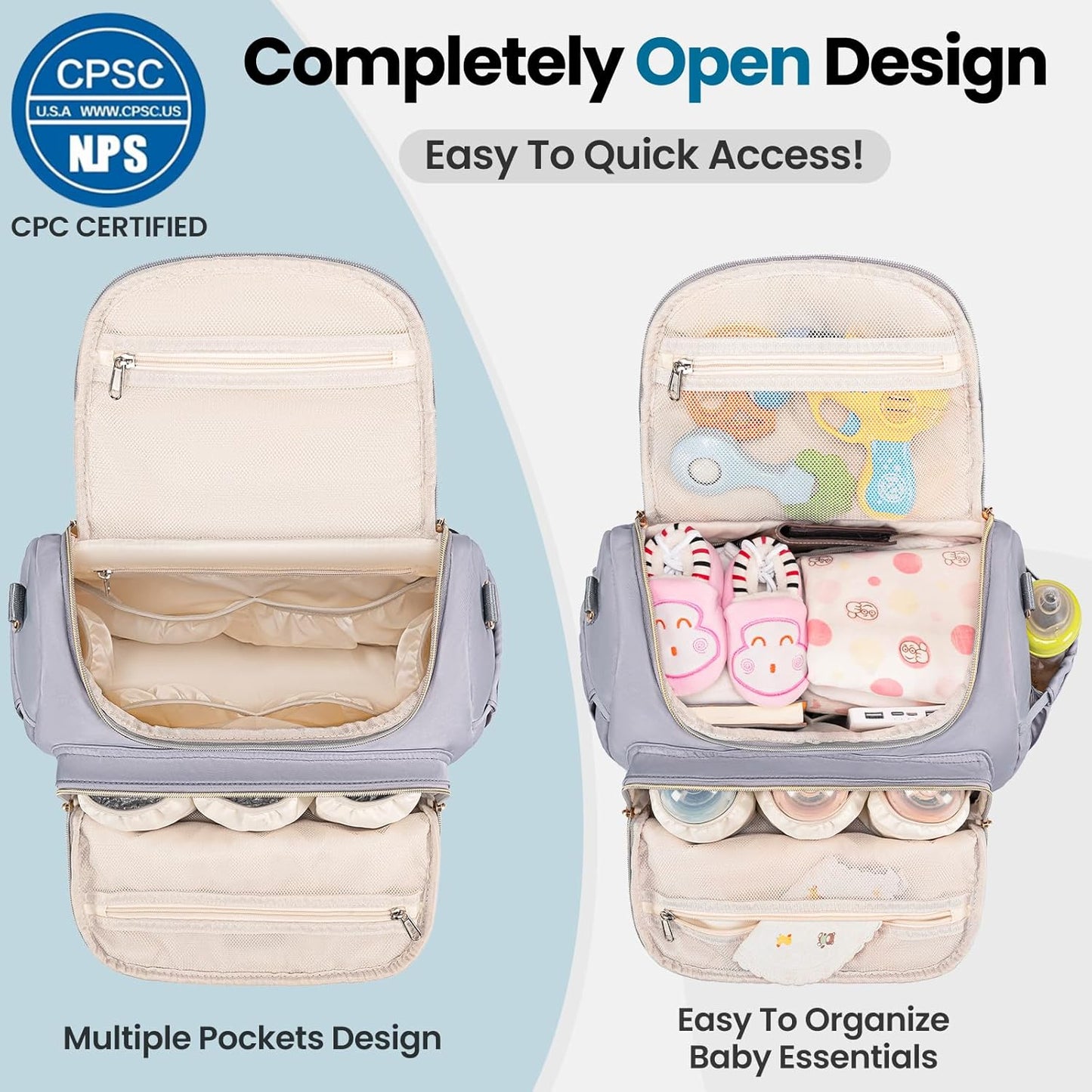 4 in 1 Convertible Diaper Bag Backpack,Waterproof Baby Diaper Bag with Changing Pad,Converts into Baby Tote Bag,Diaper Backpack,Stroller Bag and Crossbody Diaper Bag