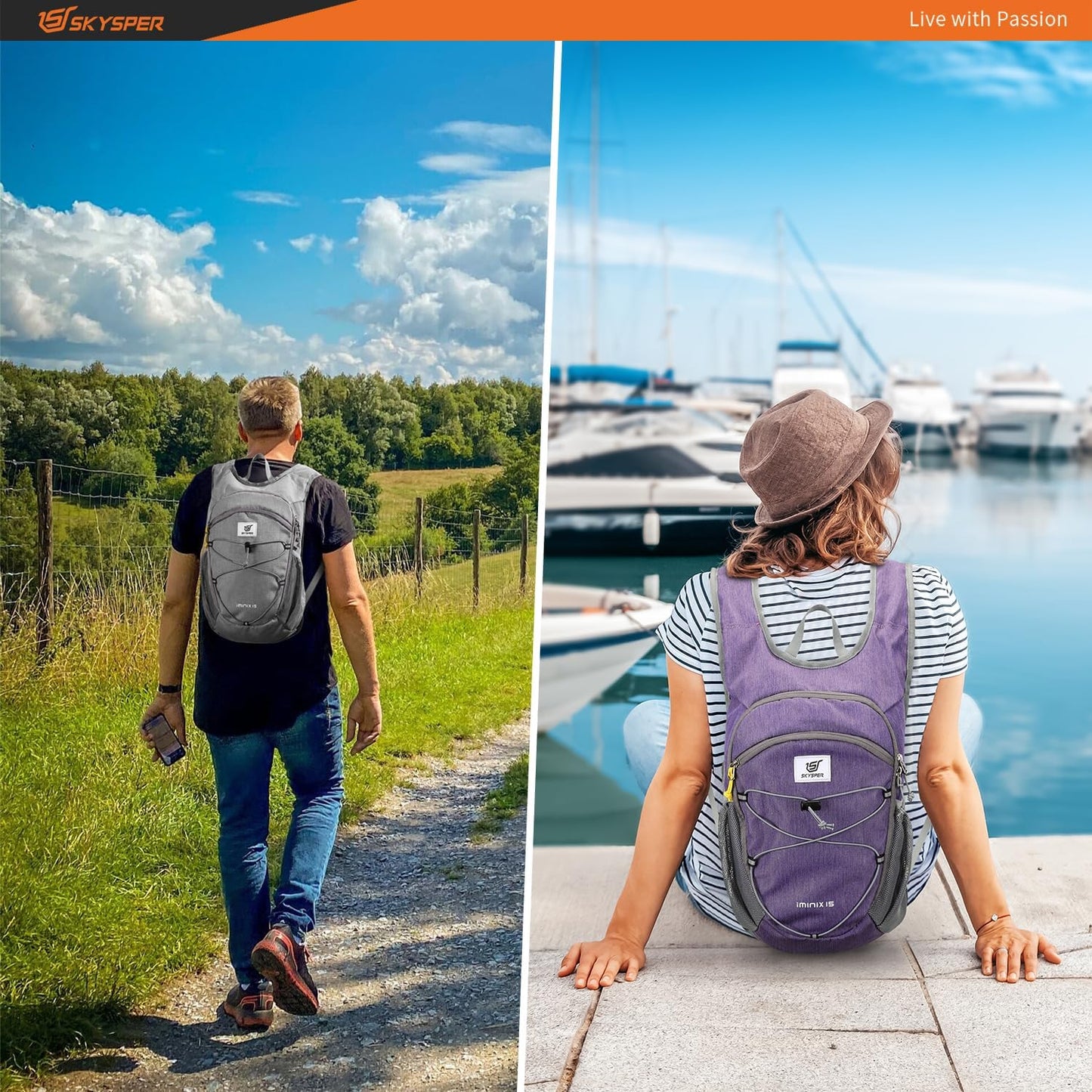 SKYSPER 15L/20L Foldable Hiking Backpack Lightweight Packable Travel Daypack with Chest Strap Small Folding Pack for Walking