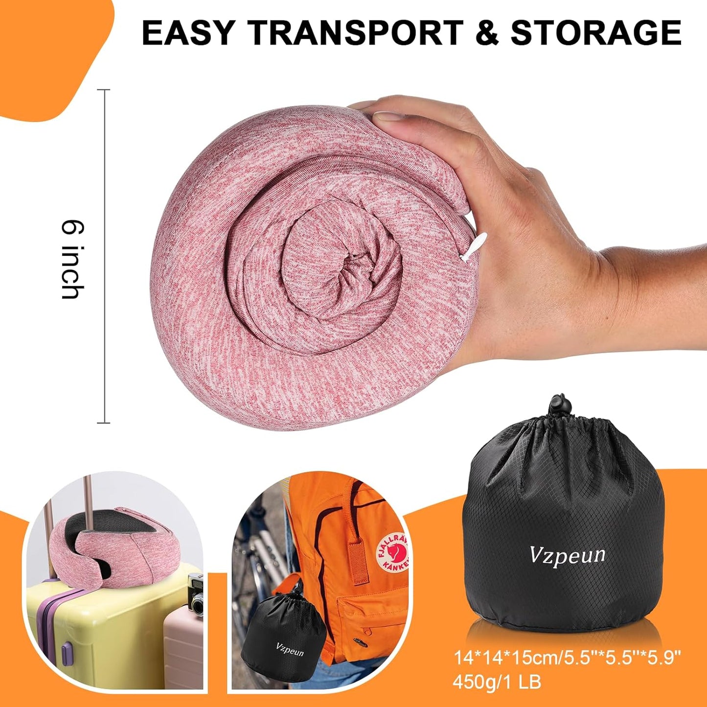 Travel Pillow - Hooded Neck Pillow Airplane Memory Foam Filling for Plane, Office, Cars Sleeping, Road Trip, Long Flights, Portable Plane Accessories, Includes Eye Mask & Earplugs (Red)