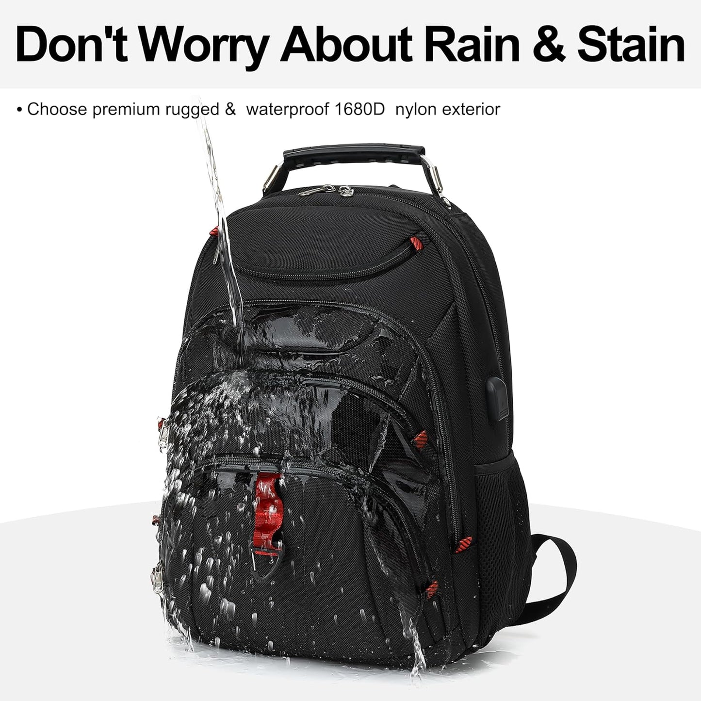 Boavan Laptop Backpack for men, 15.6 inch Laptop Bag with USB Port, Waterproof Travel Work Backpack Purse, Anti-Theft Teacher Nurse Doctor Casual Bookbags Office Business backpack,Black