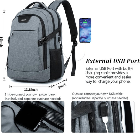 DUSLANG Travel Work Laptop Backpack With USB Charging Port Fits 15.6 15 14 13 Inch Laptop and Notebook Business Anti Theft College Computer Bag Back Pack for Women Men - Dark grey