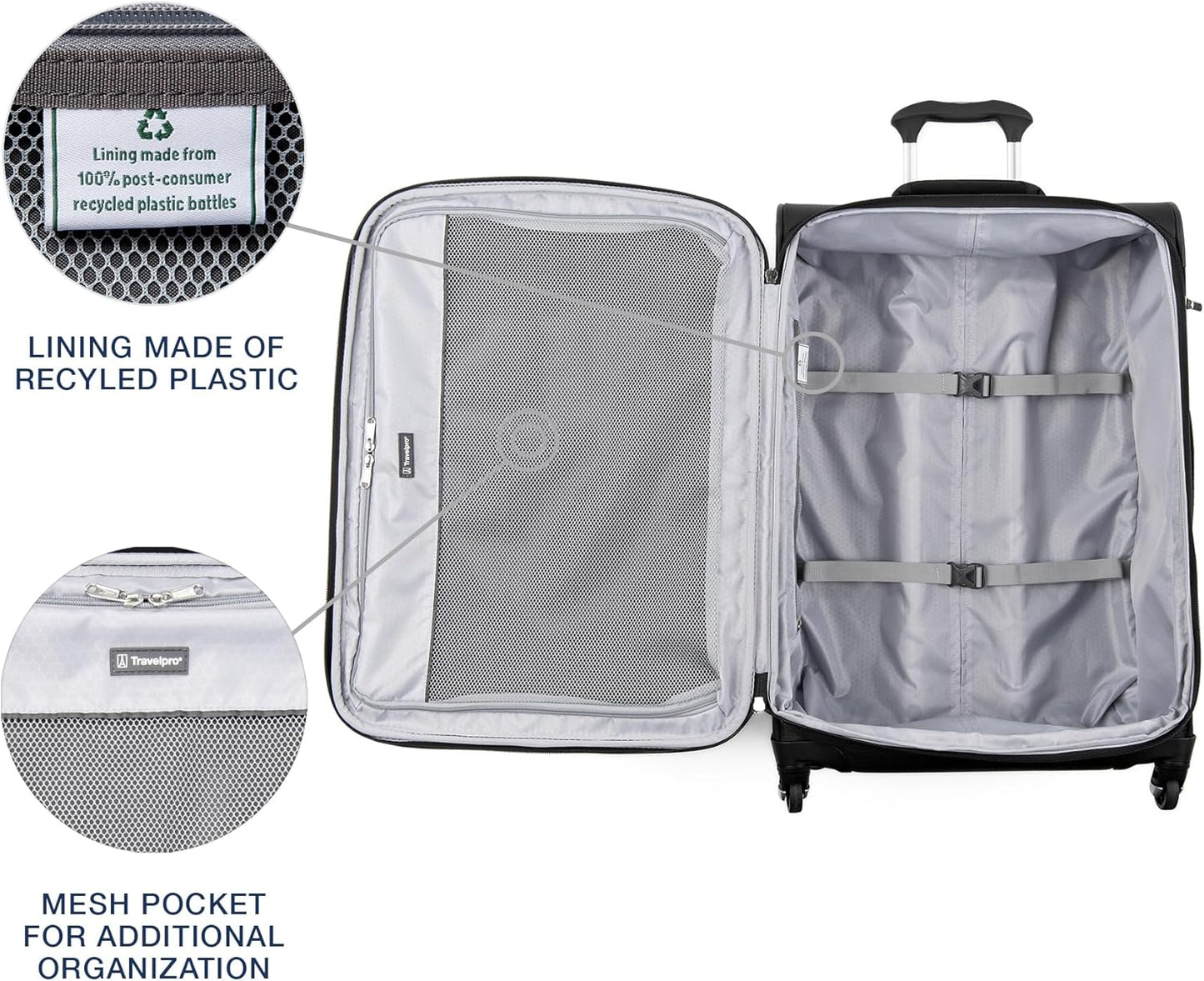 Travelpro Maxlite 5 Softside Expandable Checked Luggage with Spinner Wheels, Lightweight, 25-Inch — Black