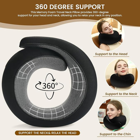 Neck Pillow, Travel Pillow uses Memory Foam to Support Neck Comfort, Ideal - Image 2