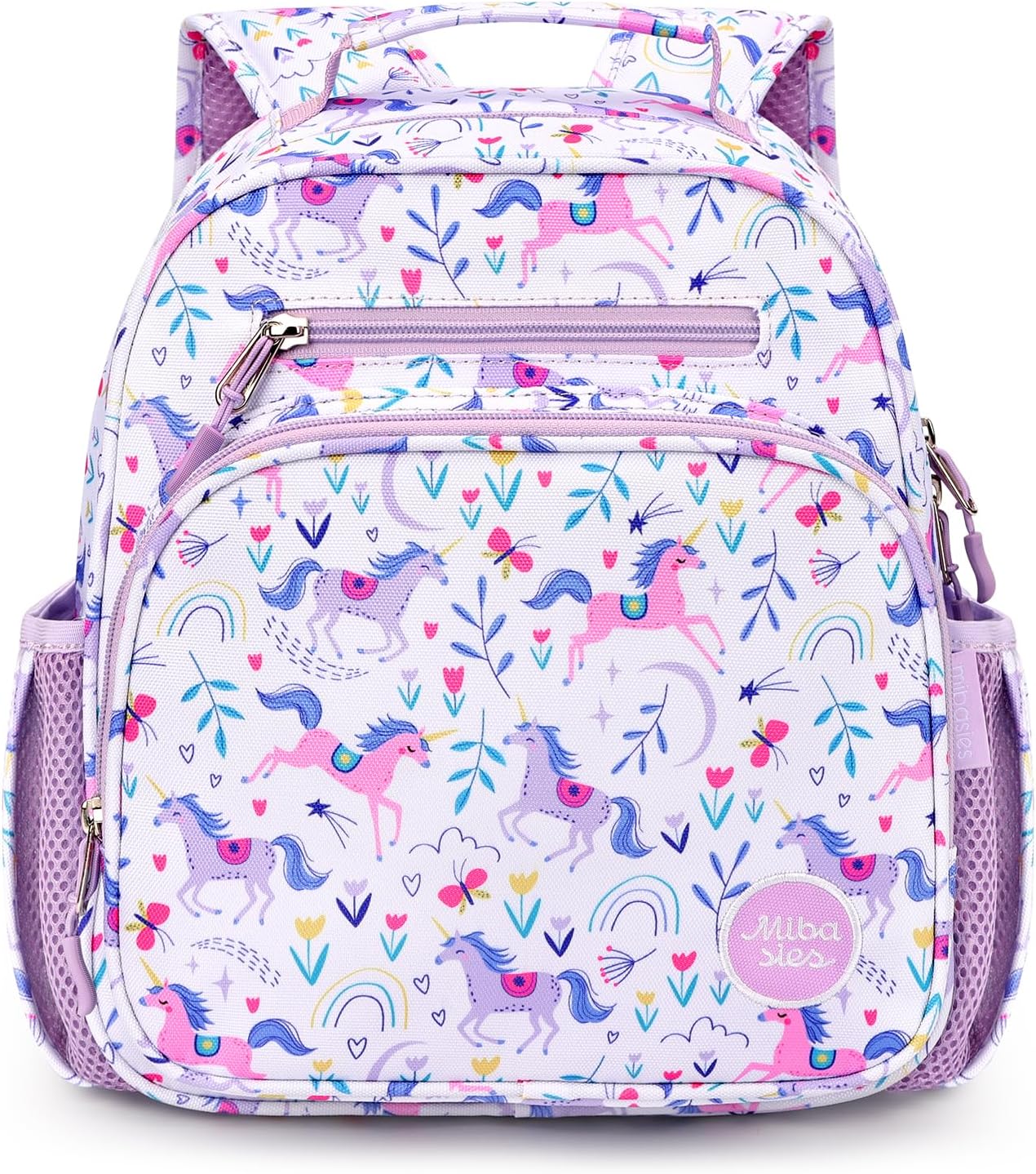 mibasies Toddler Backpack for Girls 2-4: Cute Kids Backpacks for Girls - Preschool Kindergarten Backpack - Unicorn Garden Purple