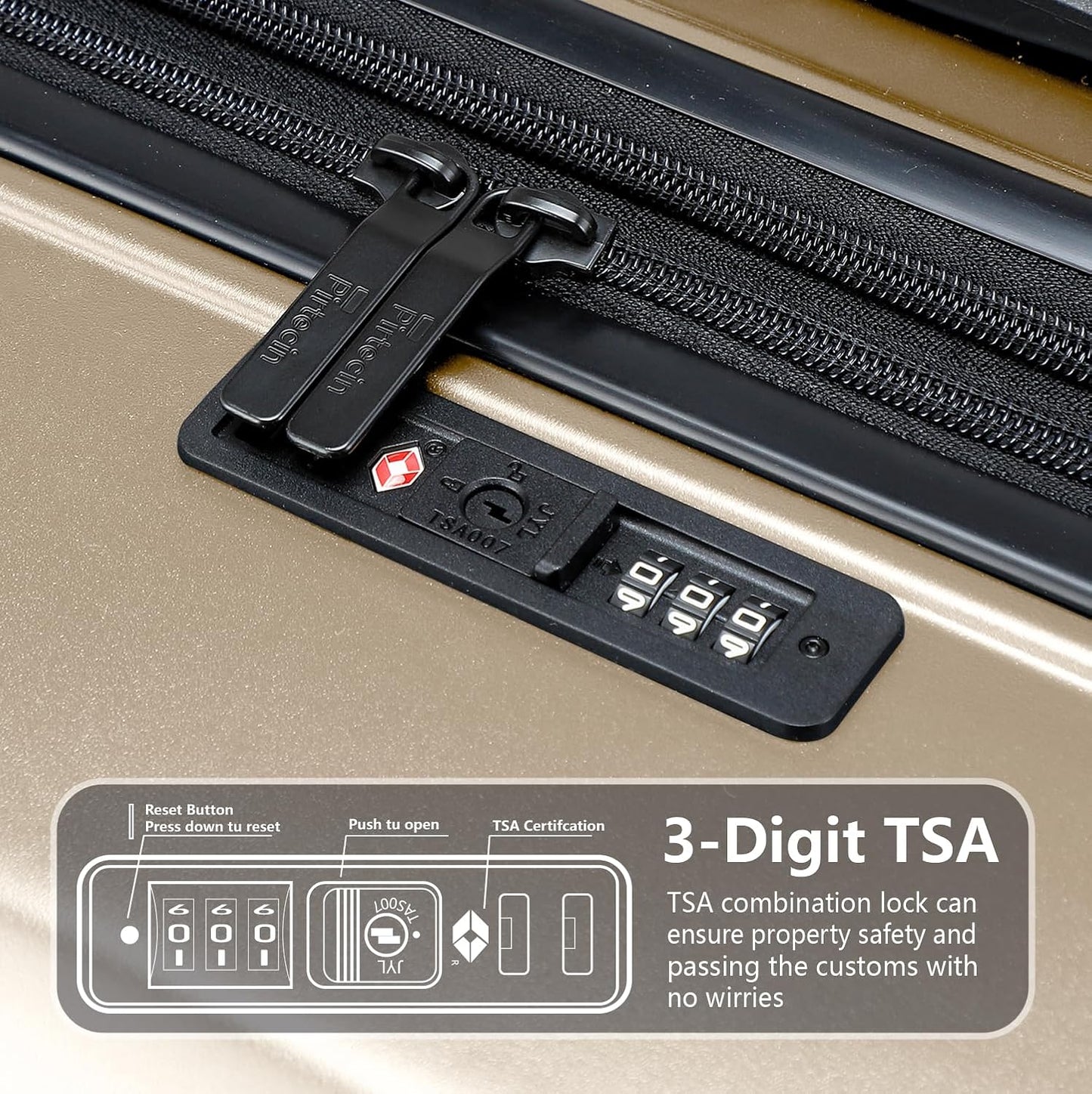 Luggage Sets 2 Piece, 20/28 Inch Lightweight Expandable PC Hardside Durable Suitcases with Spinner Wheels & TSA Lock, Champagne