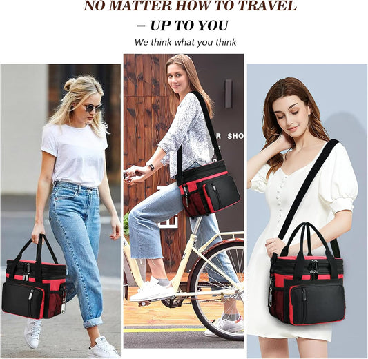 Insulated Lunch Bag Women & Men | Large Adult Lunch Box | Double-Layer Reusable Lunch Bags | Leak-Proof Tote Cooler Bag for Work Picnic Outdoors | 16L, Red