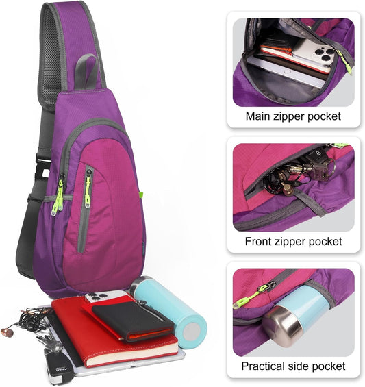 TITECOUGO Small Sling Bag, Lightweight Crossbody Backpack for Men Women, Shoulder Bag for Sports and Outdoor