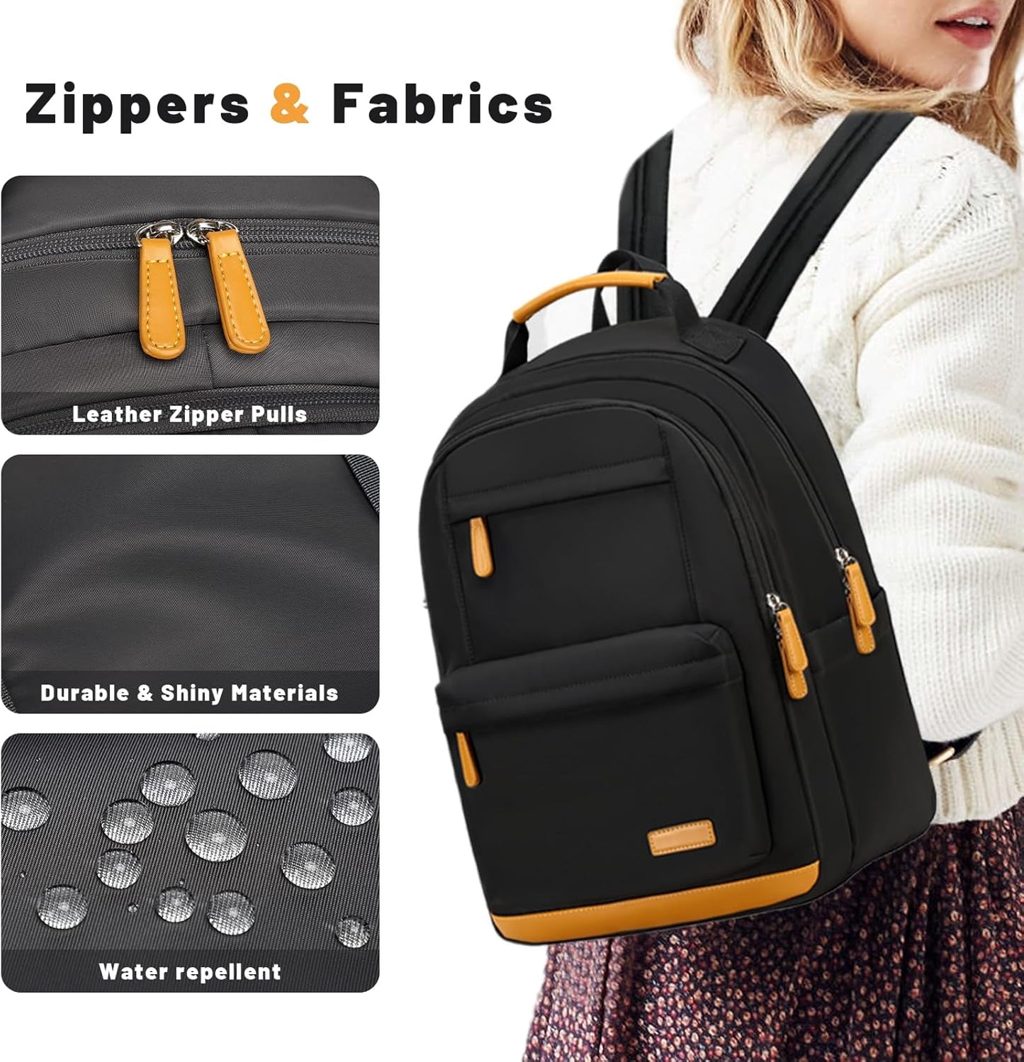 mygreen Waterproof Travel Backpack for Adults, 15.6 Inch Laptop Backpack with Multiple Compartments | Durable Anti-Theft Design, Luggage Strap, Lightweight for Business, Commute, and Air Travel Black