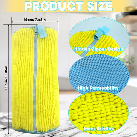2PCS Shoe Washing Machine Bgs,Laundry Shoe Bags for Washer and Dryer, Reusable and Durable Zipper Sneaker Shoe Washing Bag, Tennis Shoe Cleaning Bag for All Shoe Types (Yellow)