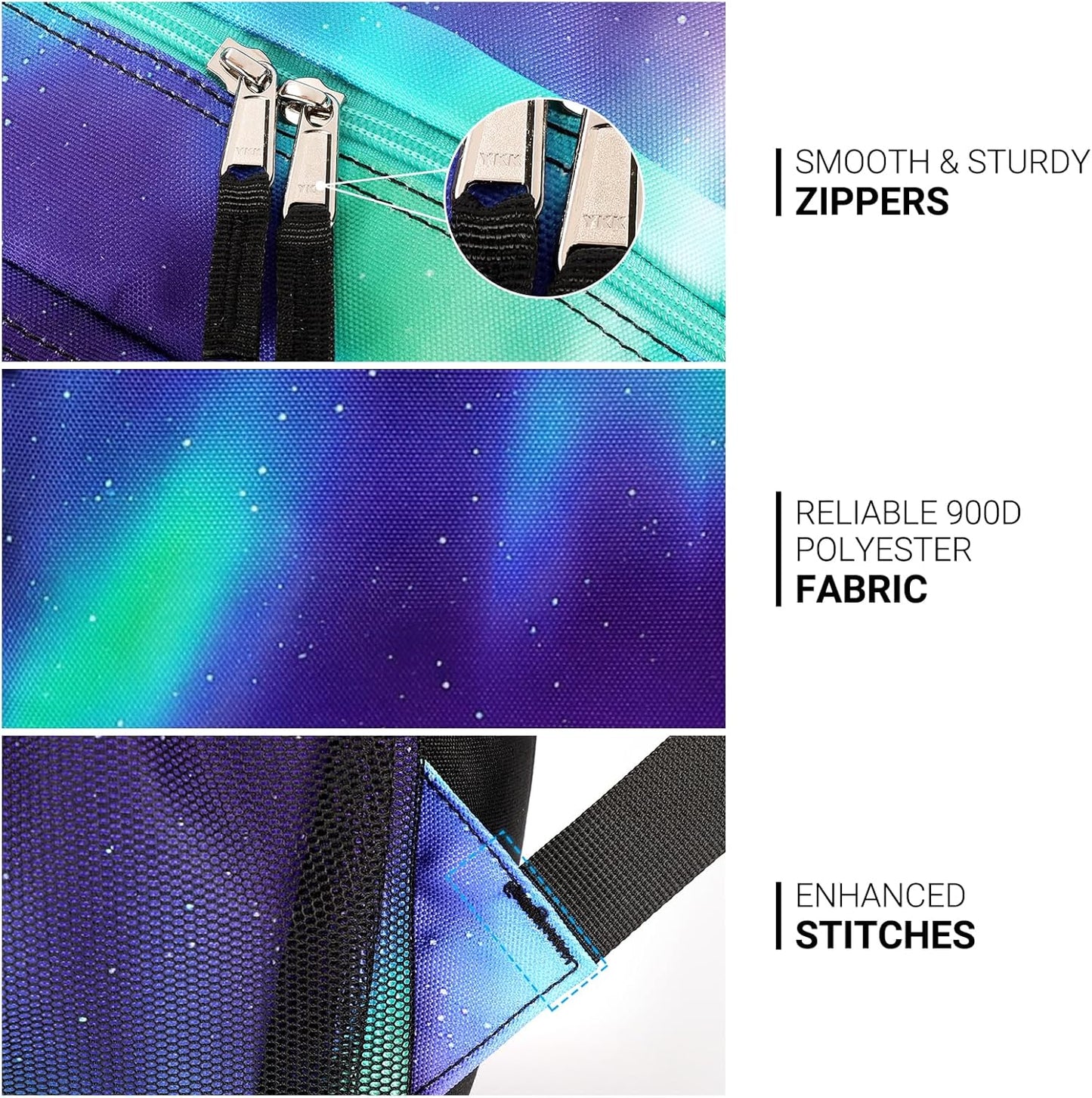 ZORFIN 26L Backpack for College, and Travel: Water Resistant Bookbag - Night Aurora SkyBlue