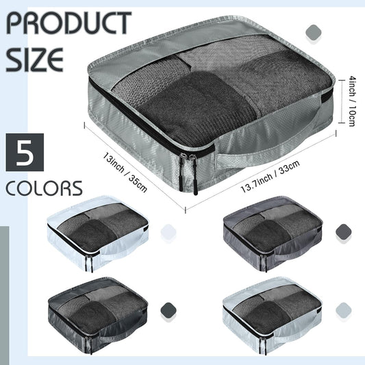 5 Pcs Packing Cubes for Suitcase Large Travel Cubes Carry on Luggage Organizer Bags for Clothes Accessories(M,Gray)