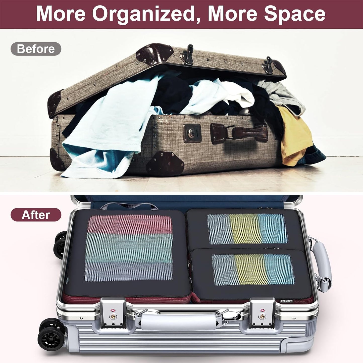 7 Set Compression Packing Cubes Packing Organizer for Travel,Travel Accessories for Carry on Luggage Suitcase Backpack Expandable Organizers