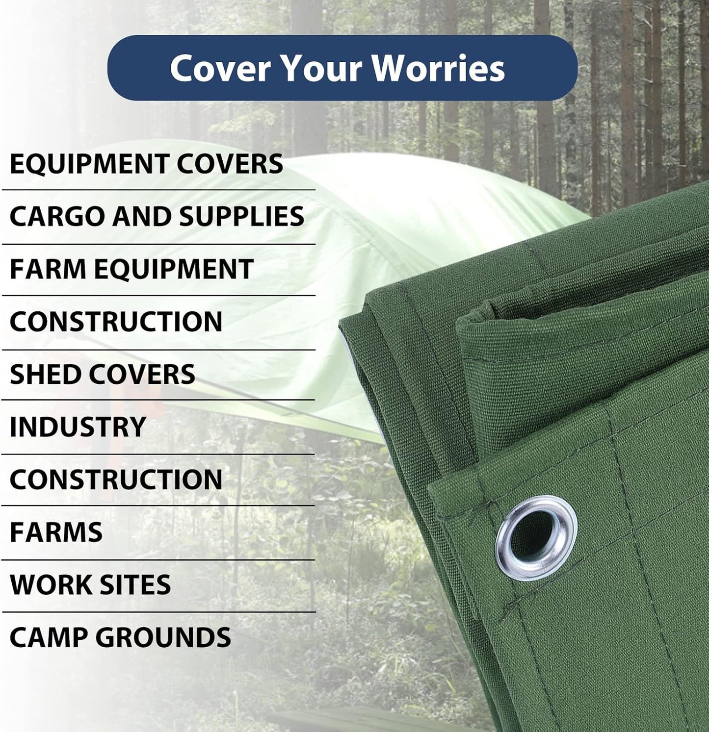 9’x12’ Canvas Tarps Heavy Duty Waterproof Tarpaulins with Aluminum Grommets,UV Resistant, 22Mil Multipurpose Drop Cloth, 14oz Durable Cover Sheet for Outdoor and Indoor Use with Ropes.