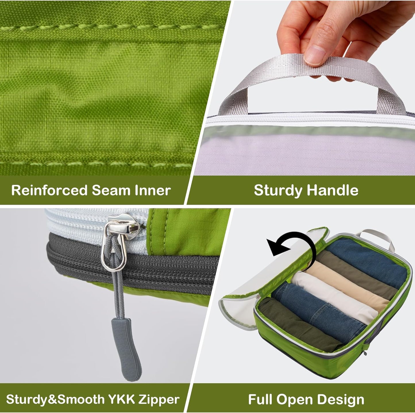 Cipway Mesh Compression Packing Cubes, Ultralight See Through Luggage Organizer Bags, Travel Essentials for Carry on Suitcase(3 Pcs,Green)