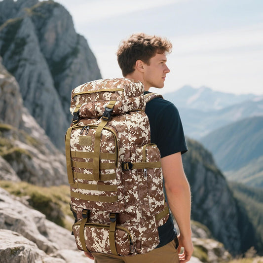 80L 2Pcs Hiking Backpack for Men with Sling Tactical Backpack - Rucksack Molle Military Tactical Waterproof Lightweight Camping Backpack 3 Day Assault Pack for Travel, Climbing, Backpacking