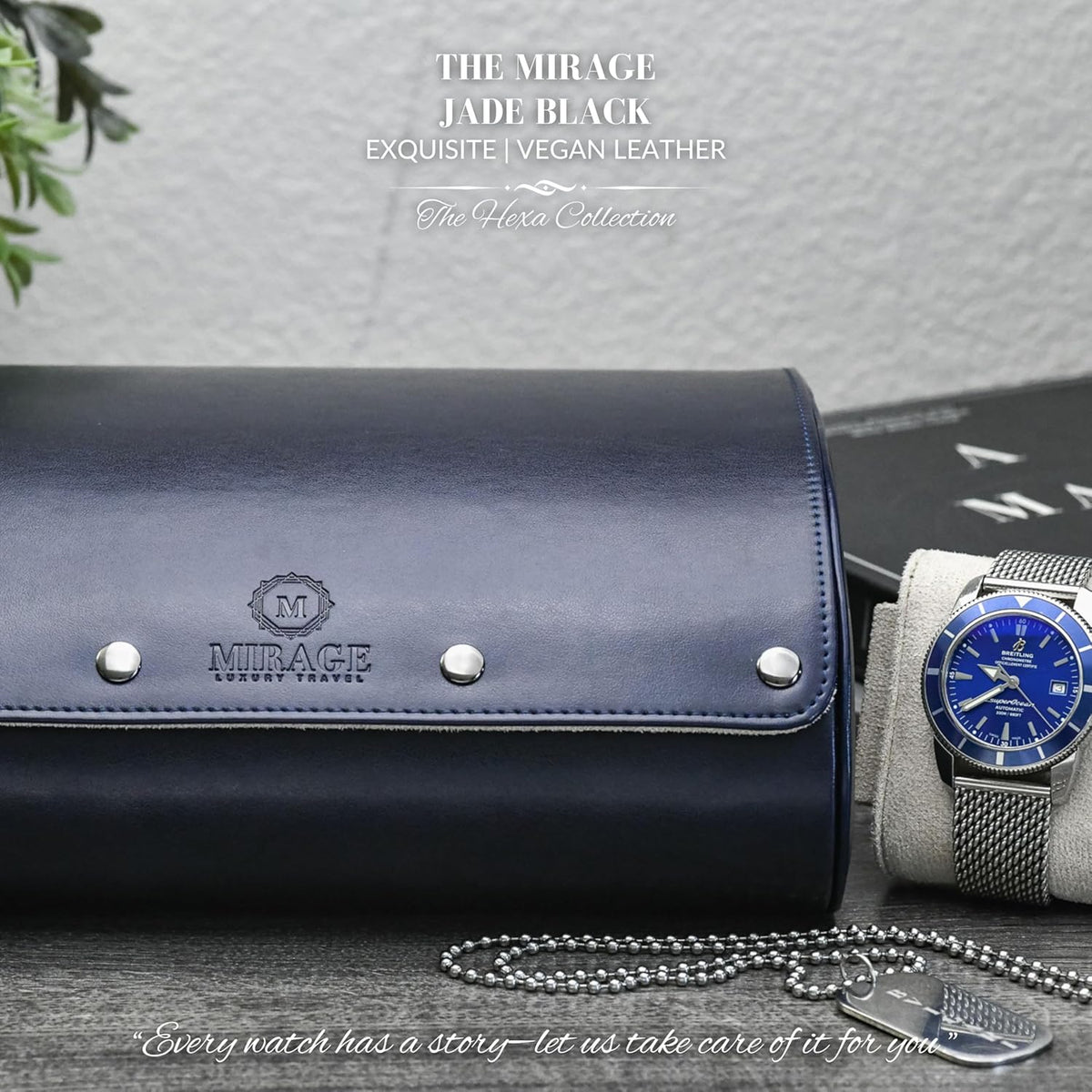 Watch Roll Case for Travel 6 slot Watches Organizer - Midnight Blue
