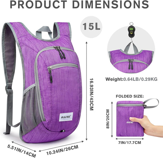 G4Free 10L/15L Hiking Backpack Lightweight Packable Hiking Daypack Small Travel Outdoor Foldable Shoulder Bag