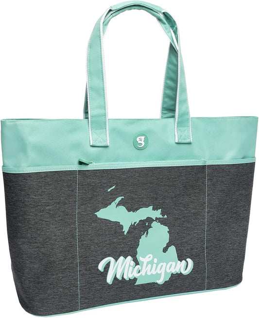 geckobrands Oversized Beach Tote – Large and Stylish Beach Bag with 4 Exterior Pockets and Zippered Internal Compartment