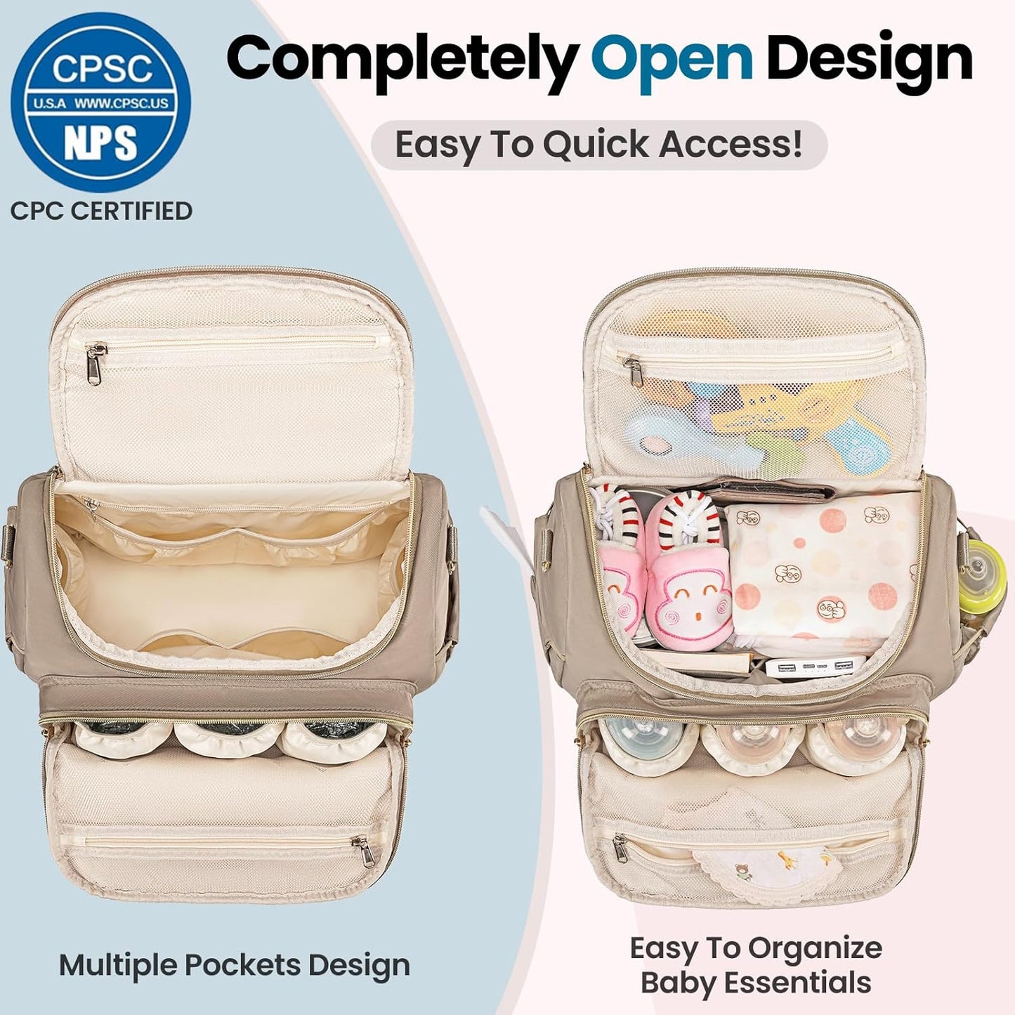 4 in 1 Convertible Diaper Bag Backpack,Waterproof Baby Diaper Bag with Changing Pad,Converts into Baby Tote Bag,Diaper Backpack,Stroller Bag and Crossbody Diaper Bag