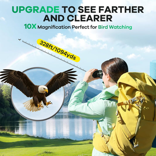 10x25 Compact Binoculars for Adults and Kids, Large View Waterproof Small Binoculars with Low Light Vision BAK4 Prism FMC Lens for Cruise Ship Bird Watching Travel Sightseeing Concert Hunting