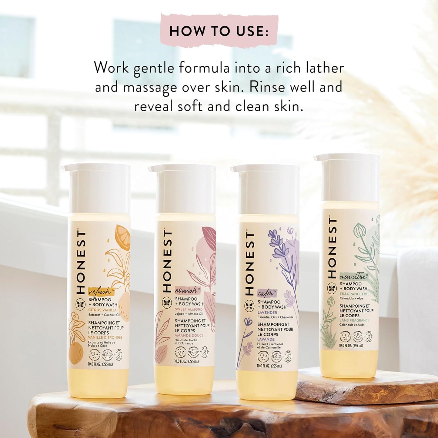 The Honest Company 2-in-1 Cleansing Shampoo + Body Wash | Gentle for Baby | Naturally Derived, Tear-free, Hypoallergenic | Citrus Vanilla Refresh, 10 fl oz