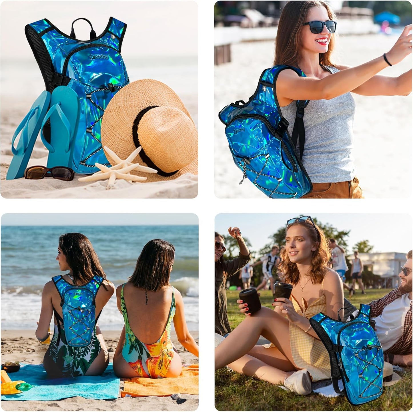 Reflective Hydration Backpack, Hydration Pack - Water Backpack with 2L/3L Hydration Bladder, Essential for Festivals - Rave Hydration Pack for Hiking, Running, Cycling, and Festivals