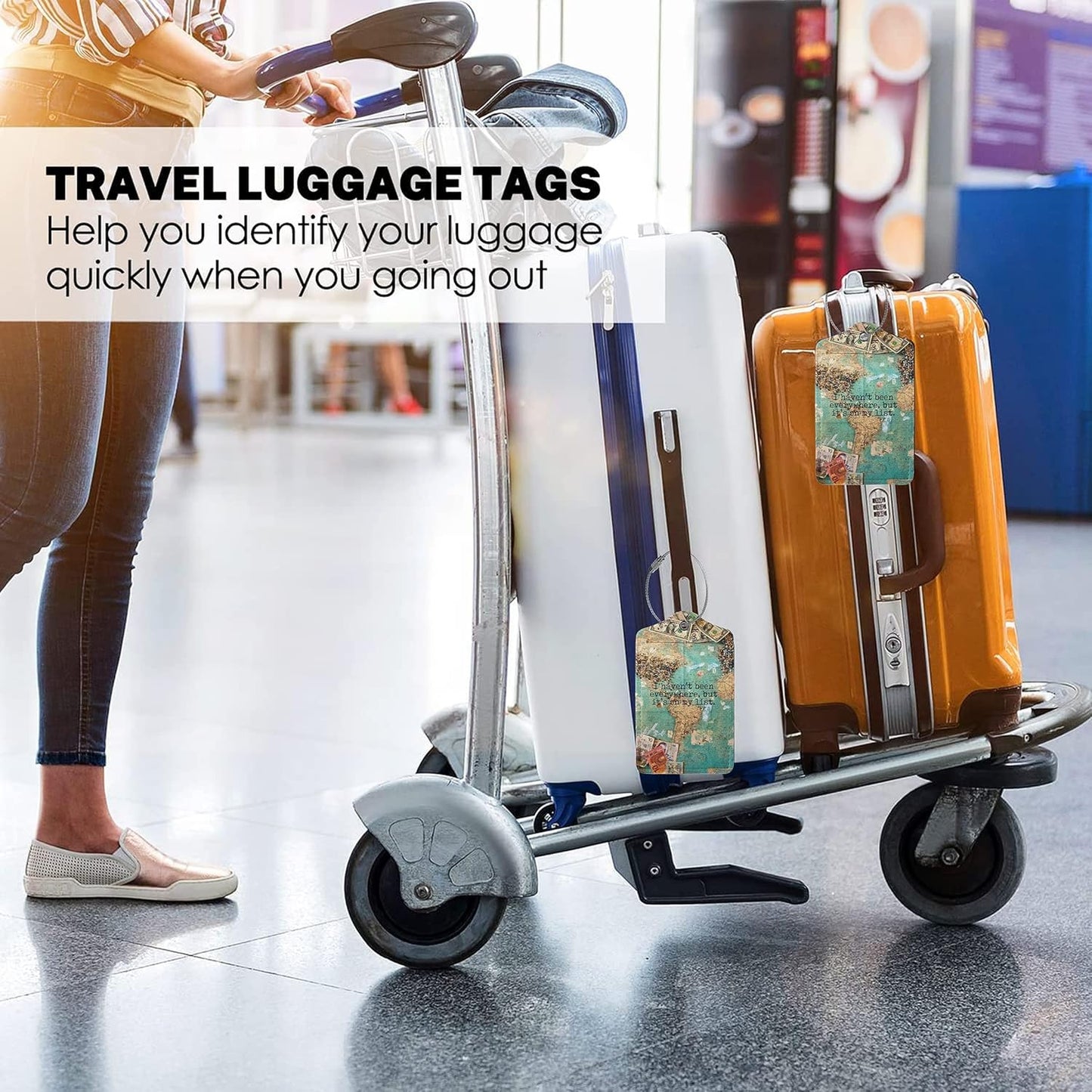 2 Pack Travel Luggage Tags for Suitcases Women Men Kids, Bag Tags for Leather Luggage with Waterproof Suitcase Tags Privacy Cover Name ID Label Steel Loop for Travel Bag Suitcase