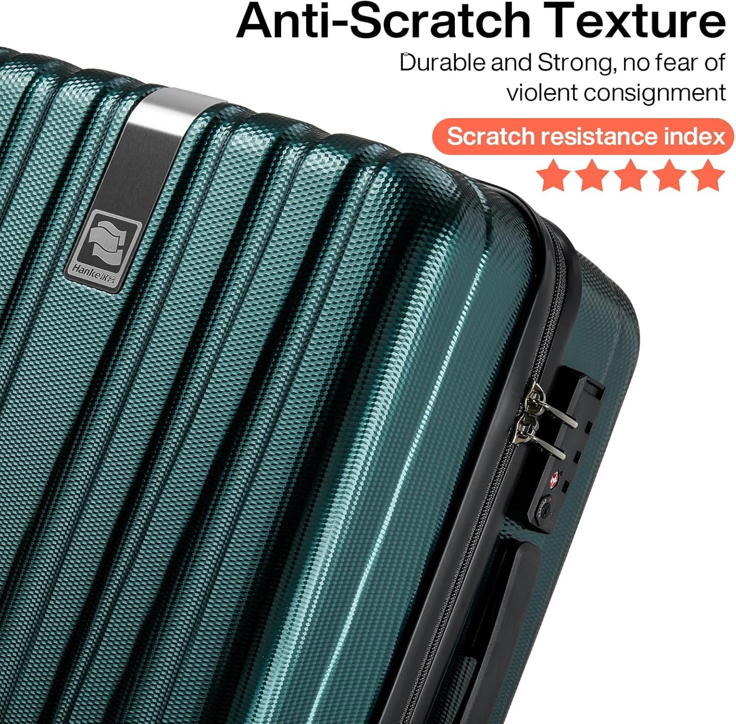 Hanke 29 Inch Luggage Suitcases With Spinner Wheels Lightweight PC hardside Rolling Suitcase With Travel Lock, Checked-Large 29-Inch(Blackish Green)