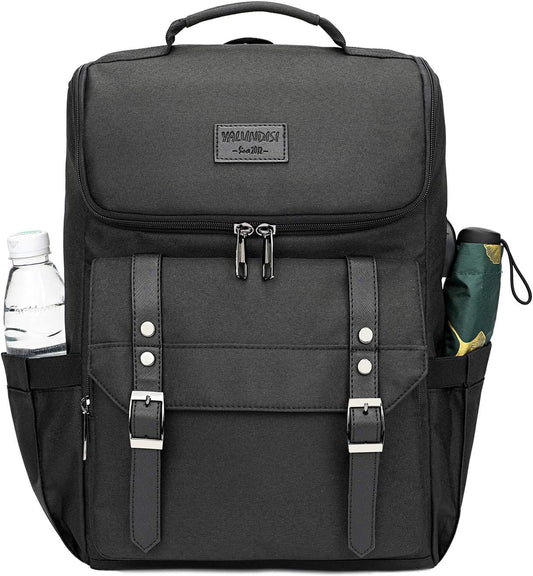 YALUNDISI Vintage Backpack Travel Laptop Backpack with usb Charging Port for Women & Men College Backpack Fits 15.6 Inch Laptop Black