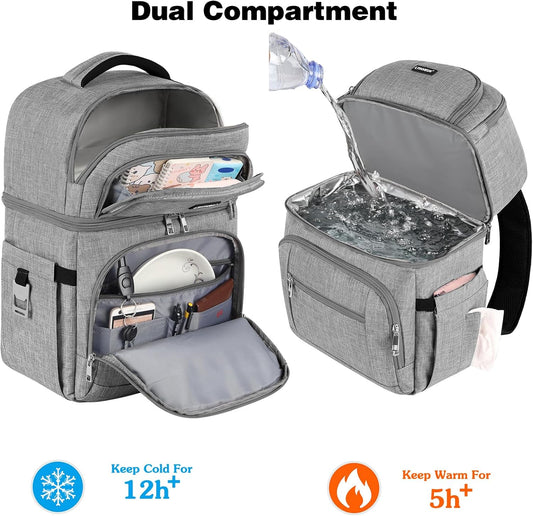 Cooler Backpack,Insulated Backpack Cooler Leakproof Double Deck Cooler Bag for Men Women RFID Lunch Backpack