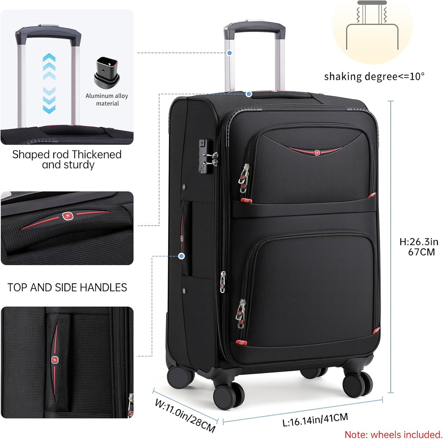 Softside Expandable Luggage with 4 Spinner Wheels, Durable Checked-Luggage Suicase (Blue, 25-Inch)