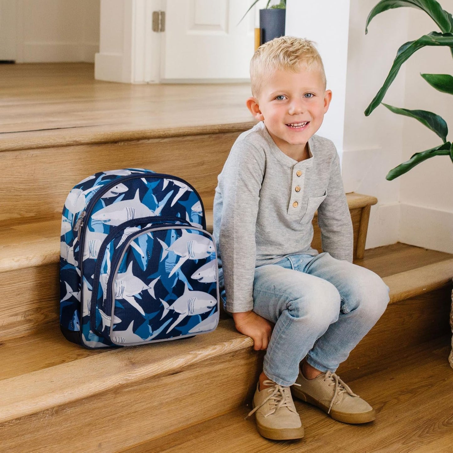 Wildkin 12-inch Kids Backpack – Padded, Adjustable, Ideal for Daycare & Travel - Sharks