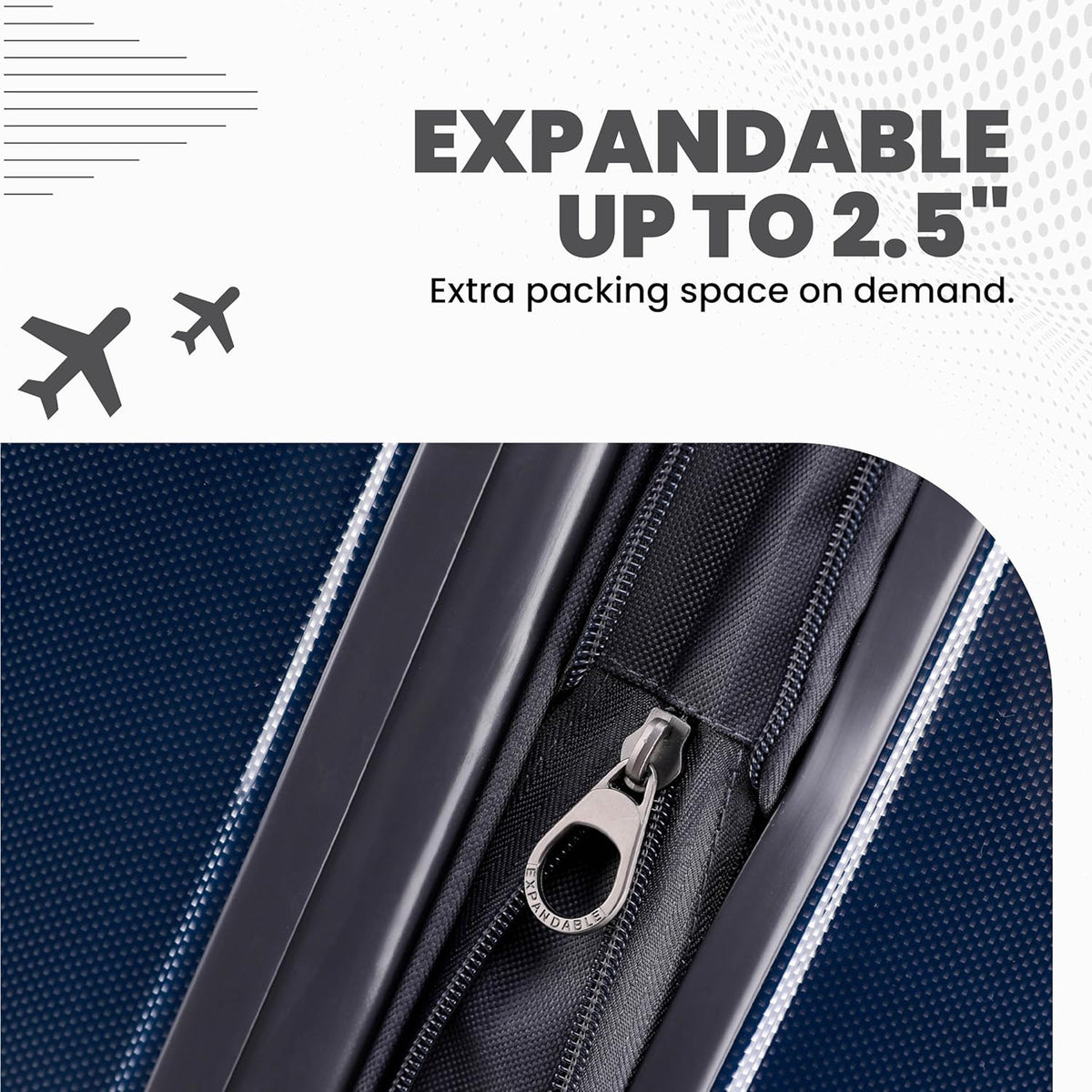 Spyder Rails 29 Inch Expandable Hardside Upright Suitcase with 360° Spinner Wheels, TSA Approved Lock, Navy