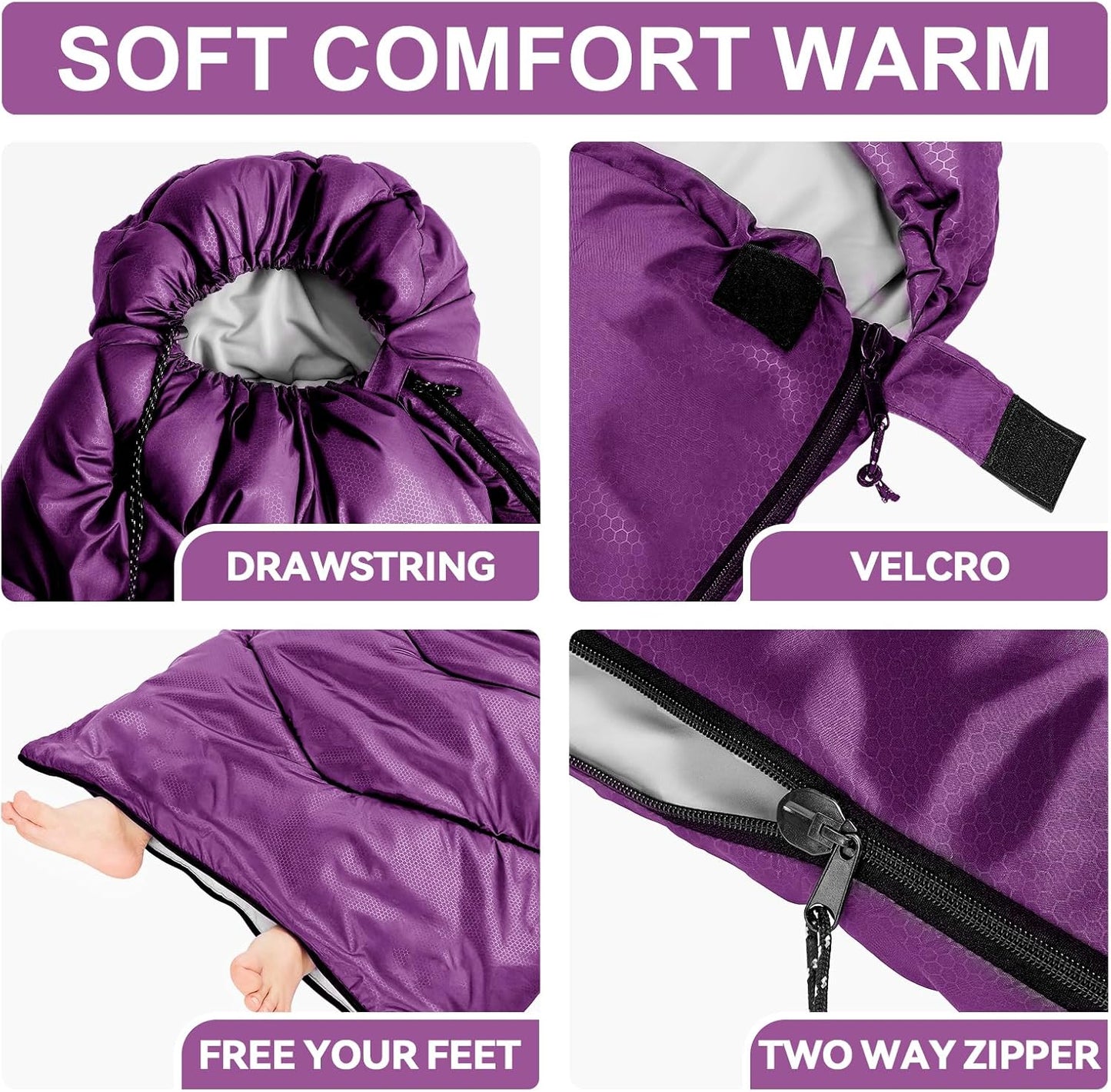 Sleeping Bags for Adults Cold Weather,Portable, Waterproof,Lightweight Camping Sleeping Bag for Tall Girls Boys with Compression Sack for Warm Camping, Hiking, Outdoor & Indoor