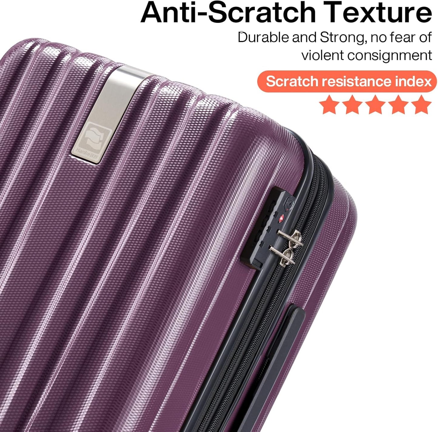 Hanke 29 Inch Luggage Suitcases With Spinner Wheels Lightweight PC hardside Rolling Suitcase With Travel Lock, Checked-Large 29-Inch Christmas Gifts for Birthday (Purple)