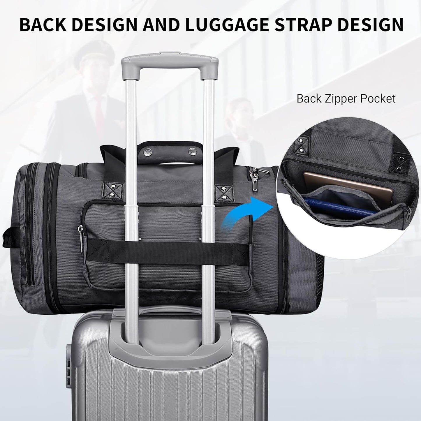 WITZMAN Duffle Bag for Men Nylon Large Gym Weekender Bag with Shoe Compartment Expandable Carry on Overnight Bag(B695 Silvery Grey)