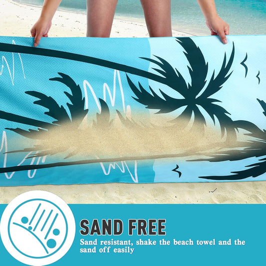 2 Pack Oversized Microfiber Beach Towel, 75'x 35', Sand-Free, Quick Drying, Super Absorbent