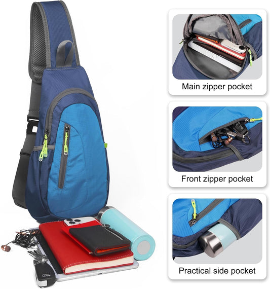 TITECOUGO Small Sling Bag, Lightweight Crossbody Backpack for Men Women, Shoulder Bag for Sports and Outdoor