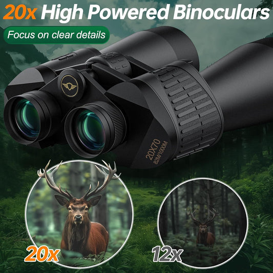 20x70 Binoculars for Adults High Powered - Aurosports HD Binoculars with Clear Low Light Vision - BAK4 Prism Large View for Bird Watching Hunting Travel Outdoor Sports Cruise